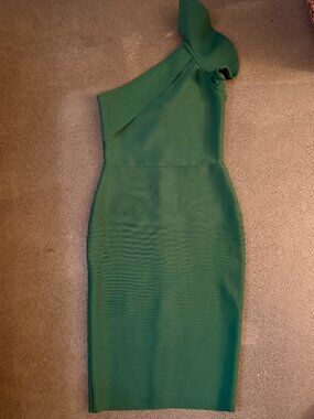 Green One Shoulder Ruffle Dress- Shein- Small